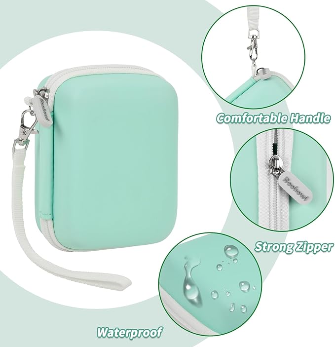 Boobowl Digital Camera Case Compatible with CAMKORY/for Lecnippy/for Lecran/for KODAK PIXPRO/for Qumcou/for WONNIE Point & Shoot Cameras, Small Compact Camera Pouch for SD Card Accessories (Green)