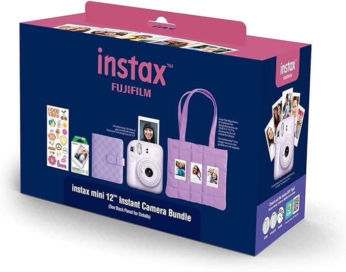 Fujifilm Instax Mini 12 Instant Film Camera All Included Holiday Bundle 2025 + Pink Lemonade Instant Film 10 Exposures (Lilac Purple)