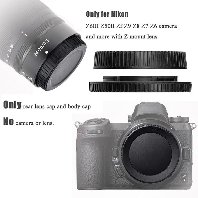 Rear Lens Cap and Body Cover for Nikon Z50II Z6III Z30 Zf Z8 Z9 Z50 Z7 Z6 Z5 Camera and More with Z Mount, Lens Accessories for Nikon z50II z6III z30 zf z8 z9-2Packs