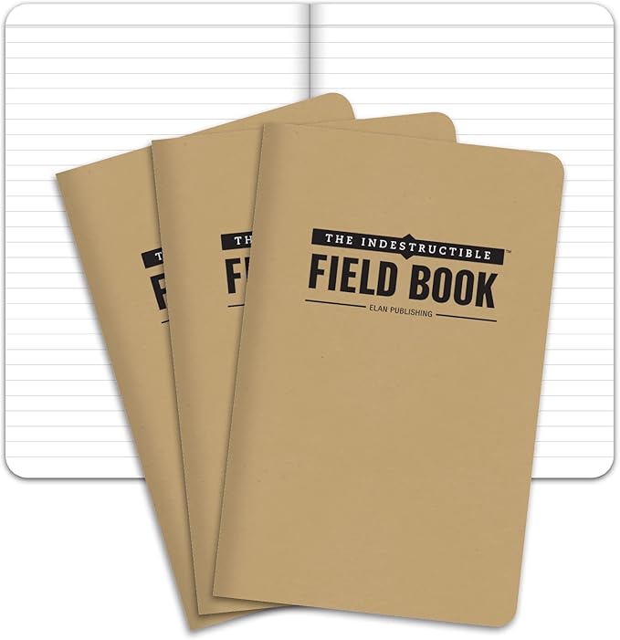 Elan Publishing Company Indestructible Field Notebook/Journal - 5"x8" - Kraft Cover - Lined Memo Book - Pack of 3