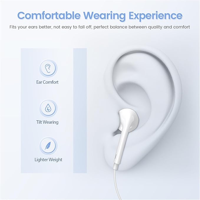 2 Pack USB C Headphones for iPhone 17, Type C Earbuds Wired Earbuds with Microphone & Remote Control Noise Cancelling Earphones, Compatible with iPhone 17 Pro Max, iPad Pro, Most USB C Jack Devices