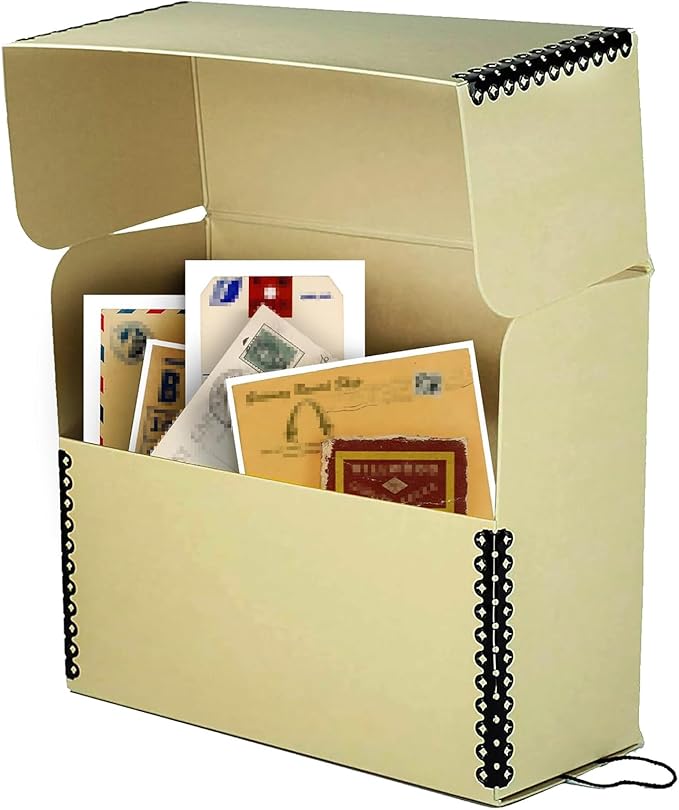 Lineco Archival Document Storage Box with Metal Edge, Acid-Free Tan Boxboard, Organize and Store Files, Prints, Photos, Letter-Sized Case 12.5" x 10.5" x 5" Wide, Pack of 2