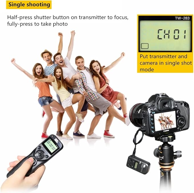 Pixel Timer Wireless Shutter Release Remote Control TW-283 N3 Intervalometer Compatible with Canon R3, R5, R5C, 10D, 1DX, 1DC, 1DS, 1D, 5D, 5DS, 5DSR, 6D, 7D, 50D, 40D, 30D, 20D