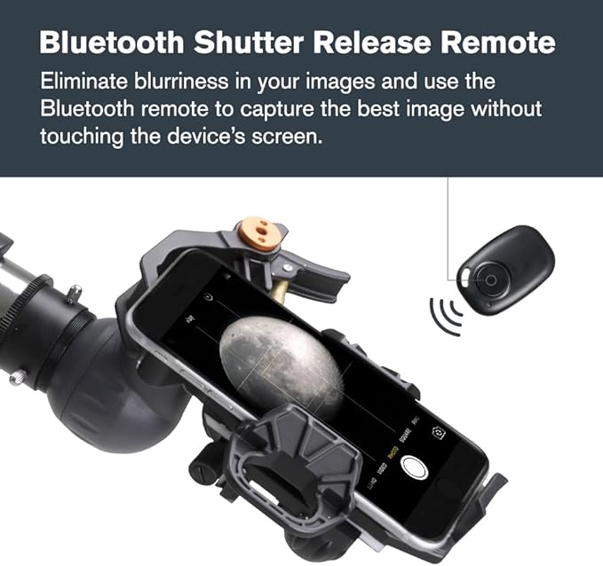 Celestron – NexYZ DX – Universal Smartphone Adapter for Telescope, Binoculars & Spotting Scopes – 3-Axis Precision Alignment – Capture Images & Video Through Your Optics – Includes Bluetooth Remote