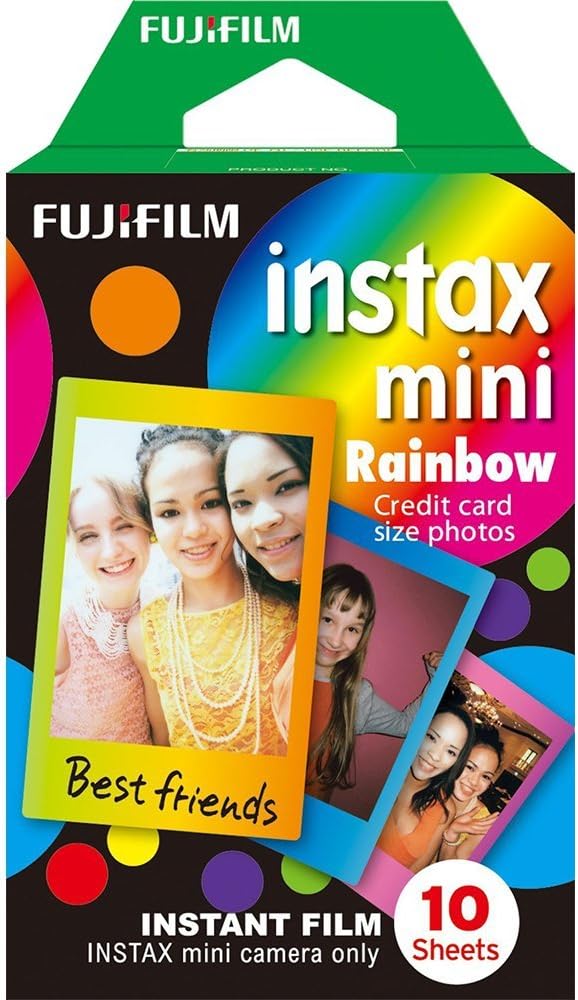 Fujifilm Instax Mini Instant Multi Colored Film, 10 Sheets, (3 and 5 Pack Value Set)... (Rainbow)