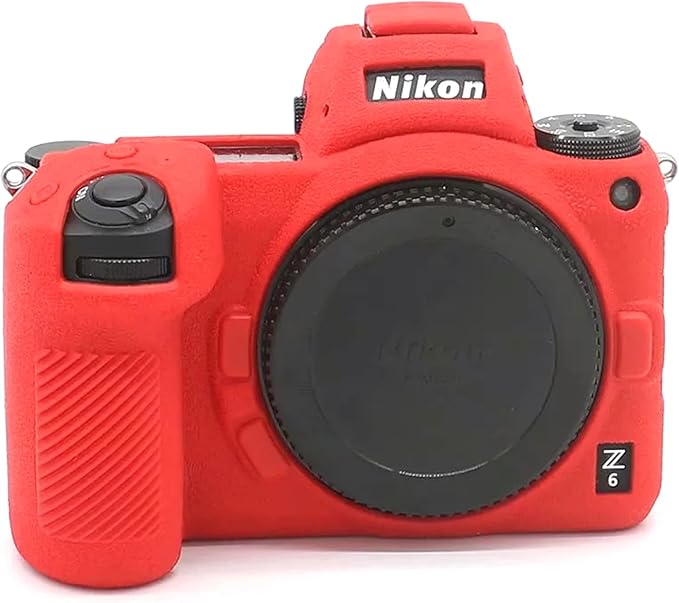 Professional Secure Silicone Camera Case Cover Housing Body Skin for Nikon Z6 Z7 Full Frame Mirrorless Camera (Red)