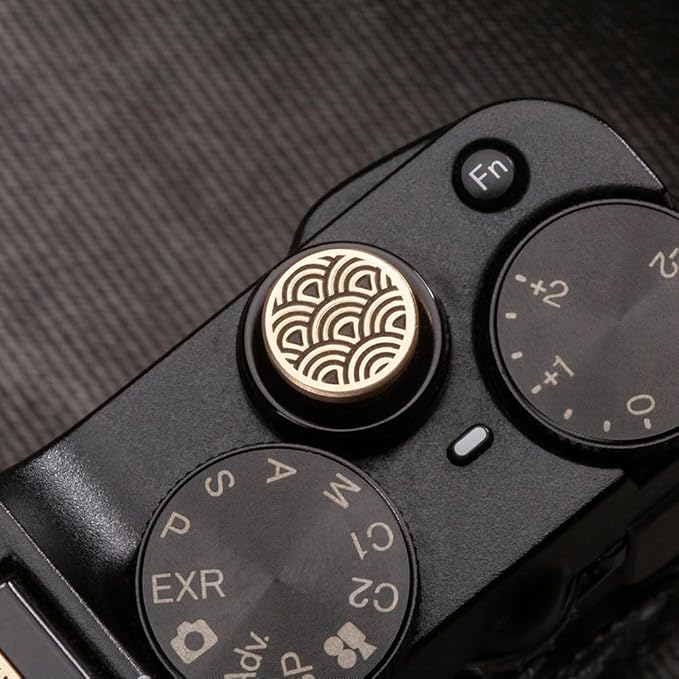 DBZZ Wave Pattern Camera hot Shoe Cover Camera Shutter Button for Fujifilm X-T50 X-S20 X-S10 X-T4 XT30 for Nikon Z6iii Z7 Z30 Z50 ZF (Brass YH Button)