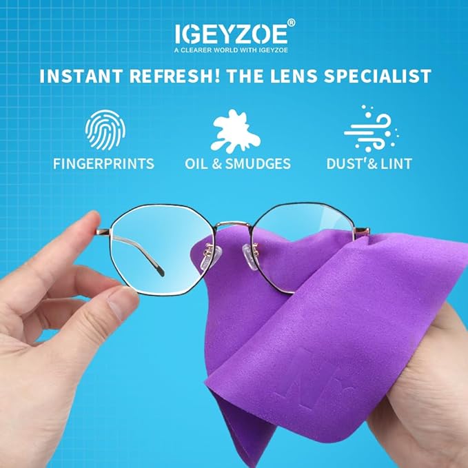 iGeyzoe 8-Pack Microfiber Lens Cleaning Cloth, Lint-Free & Scratch-Free, Instantly Cleans Glasses, Screens, Camera Lens, VR/AR Headsets, Reusable & Washable (4 Colors)