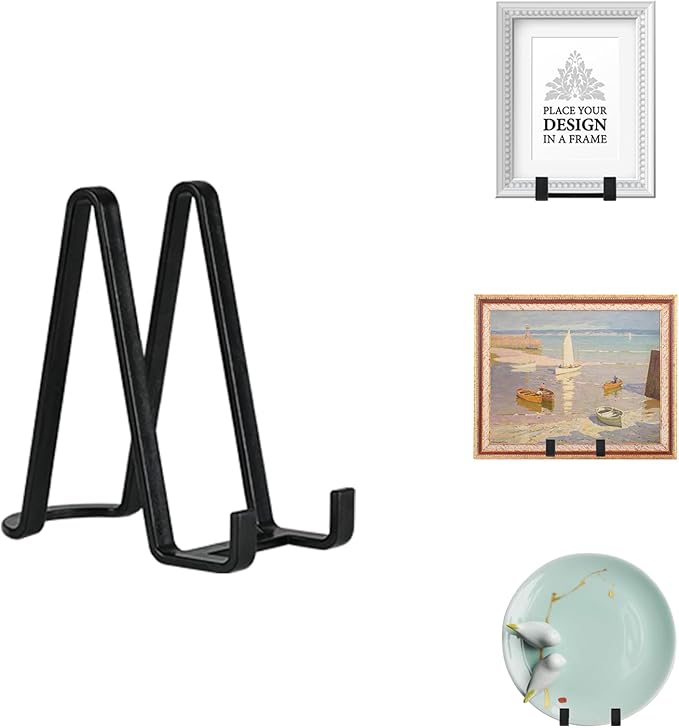 Artliving Plate Stands for Display - Plastic Easel Stand Plate Holder Display Stand Picture Frame Stand for Pictures | Photo|Decorative Plate |Dish | Tabletop Art - 6 inch-Black
