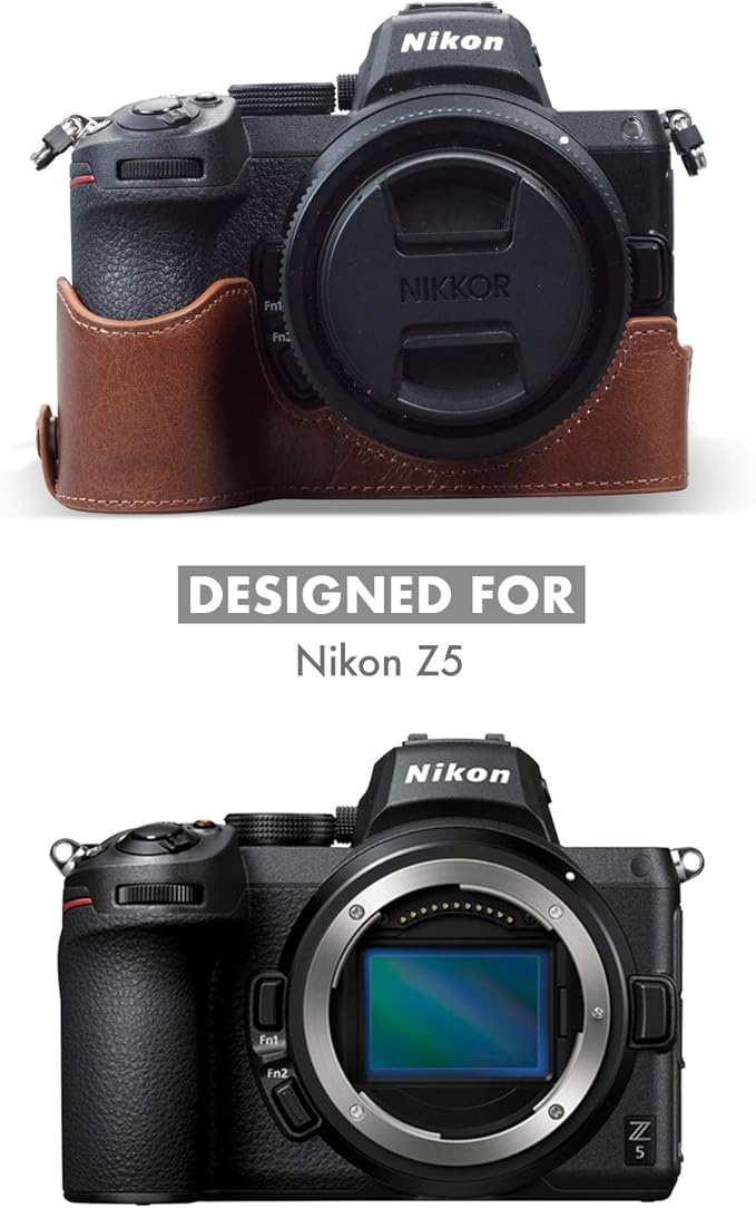 MegaGear MG1945 Ever Ready Genuine Leather Camera Half Case Compatible with Nikon Z5 - Brown