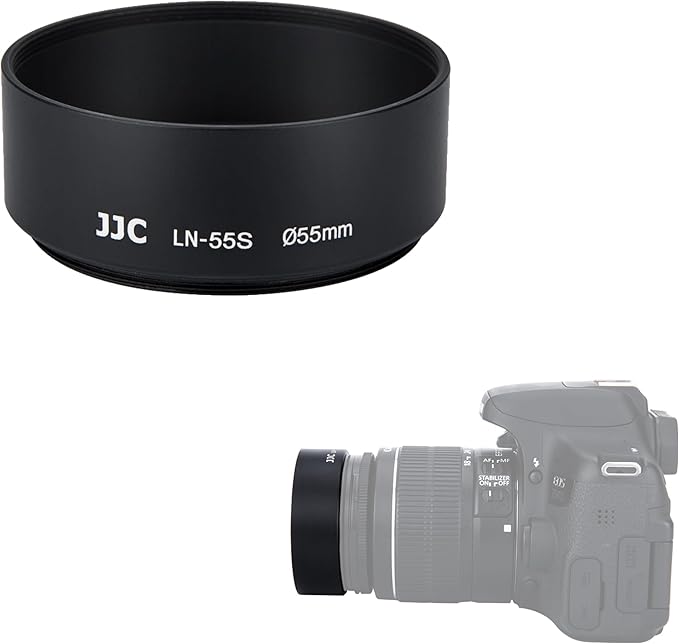 JJC 55mm Screw-in Mount Standard Aluminum Metal Lens Hood Shade for Lenses with 55mm Front Filter Thread for Nikon AF-P DX Nikkor 18-55mm f/3.5-5.6G,Sony 85mm f/2.8 Alpha A-Mount Standard Prime Lens