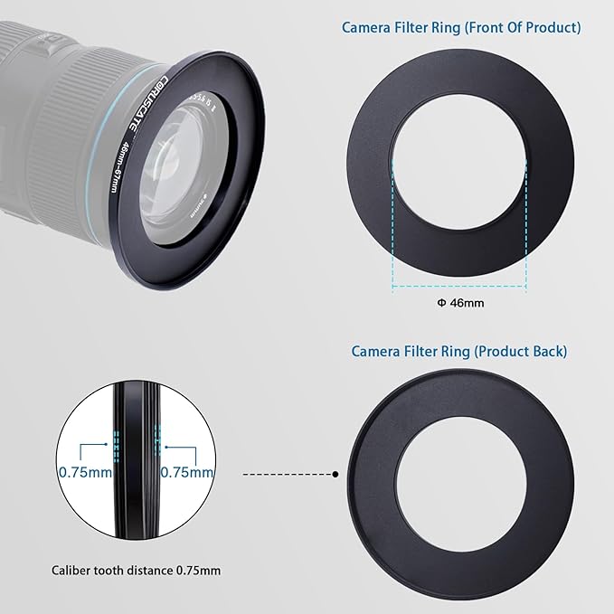 10Pcs 46mm Filter Ring Adapter Set, Lens Filter Stepping Rings for All Brands UV ND CPL (46-40.5mm,46-49mm,46-52mm,46-55mm,46-58mm,46-62mm,46-67mm,46-72mm,46-77mm,46-82mm)