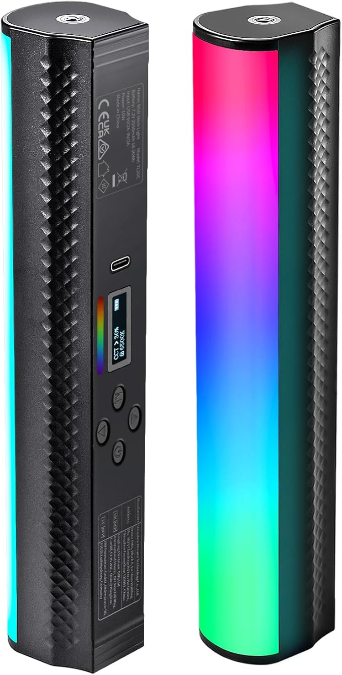 NEEWER RGB Light Wand, Magnetic Handheld Photography Video Light Stick, 2500K~8500K Dimmable CRI95+ Full Color LED Tube Light Bar with 2550mAh Battery, 17 Light Scenes for Vlog TikTok YouTube, TL20C