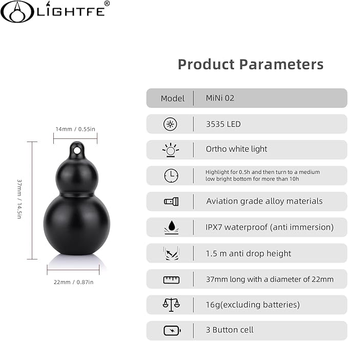 LIGHTFE Mini Flashlight Keychain Jewelry Mini Light Handheld Emergency Light (Mini02 Black)