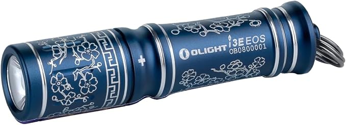 OLIGHT i3E EOS PMMA TIR Lens AAA EDC Flashlight 90 Lumens Compact Keychain Flash Light for Night, Camping (Blue Porcelain)