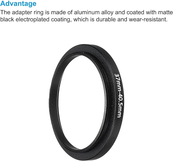PATIKIL 37mm-40.5mm Metal Step Up Ring with Cleaning Cloth, 2 Pack Camera Lens Filter Adapter Ring Aluminum Filter Adapter Ring for Camera Lenses Hood, Black