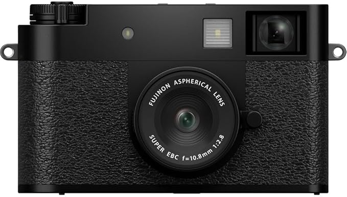 FUJIFILM X Half Premium Compact Digital Camera (Black) Bundle with Fuji Link 3 Smartphone Printer (Clay White) + Instax Mini Film + 64GB Memory Card + Flexible Tripod + Cleaning Kit + More