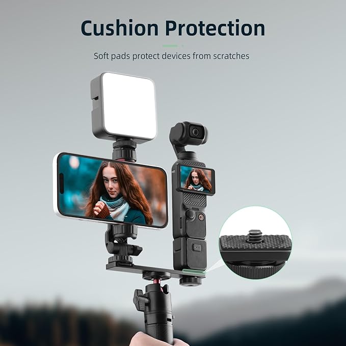 BRDRC Pocket 3 Phone Holder Mount, Metal Expansion Adapter Phone Clip with 1/4” Screw and Cold Shoe for DJI Osmo Pocket 3 Creator Combo Accessories - Can be Used with Tripod Selfie Stick