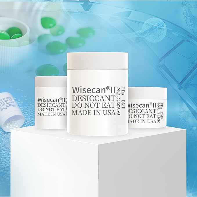 3 Gram 1500 Pack Silica Gel Canister, Desiccant Canister, Silica Gel Capsules, Desiccant Capsules, Moisture Absorbers for Food Storage, Food Safe Dehumidifiers Wisecan