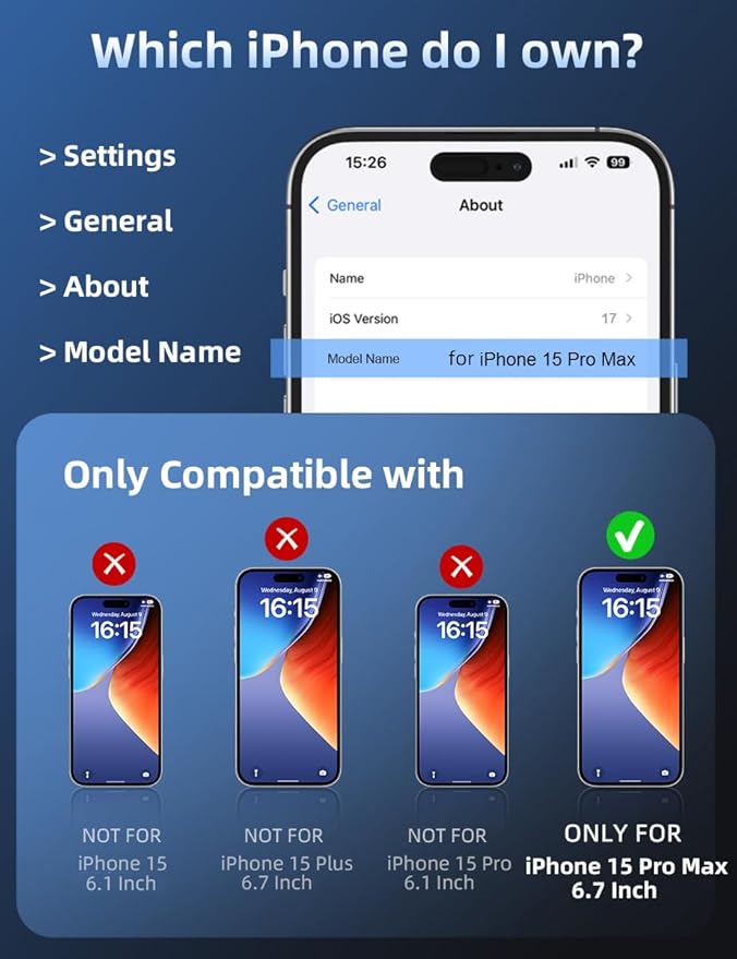 ruwa Screen Protector for iPhone 15 Pro Max [6.7 Inch] [3-Pack] Tempered Glass Film with Easy Installation Frame, Ultra HD, 9H Hardness, Scratch Resistant, Case Friendly