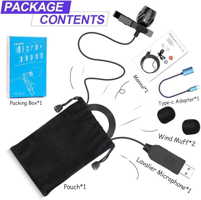 KMAG USB Lavalier Microphone, Lapel Microphone for Computer, USB-C Clip On Mic for YouTube, Recording, Podcasting, Gaming, Interview Omnidirectional Condenser Mic for PC, Laptop, Mac, Smartphone