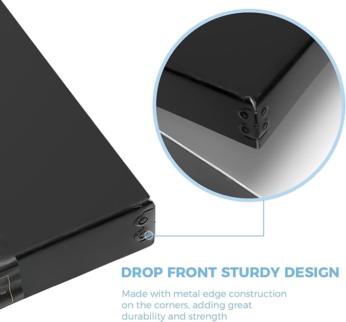 Lineco Museum Archival Storage Box, 11.75x17.75x1.5 in. Drop Front Design. Acid-Free with Metal Edge. Organize Photos, Pictures, Prints, Documents, Crafts, DIY. Black, 1 Pack