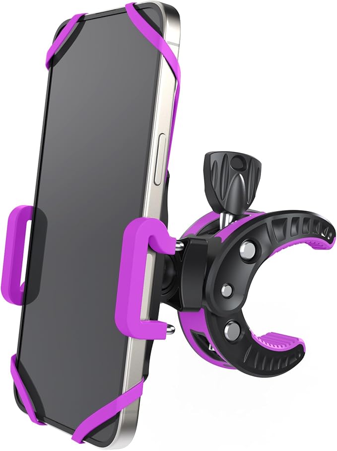 Crescendo CR-30 SlimClip Mic Stand Phone Holder, iPhone Clamp Mount, Pole Phone Mount, Microphone, Music or Drum Stand, Mic/Phone Clip - for iPhone, Samsung Galaxy, Pixel, Any Smartphone (Purple)