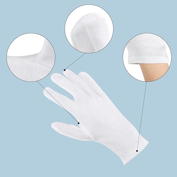 ENPOINT 5 Pairs Archival Photo Gloves, White X-Large Work Gloves For Handling Art Working Photography Men & Womens Cloth Gloves Liners Bulk for Handling Jewelry, Film, Photo, Coin Metal Inspection