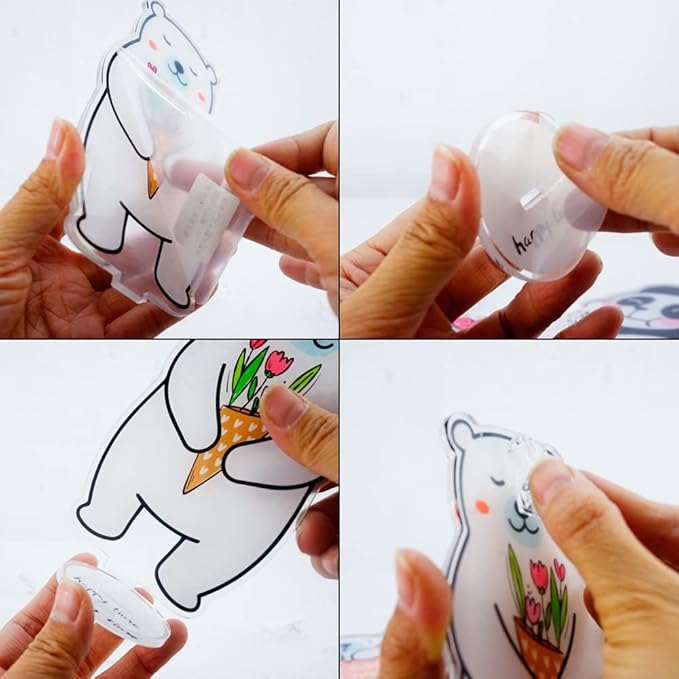 Set of 3 White Bear Polaroid Photo Holder, Table Picture Display Clip Stand for Picture Memo Cards Paper Note Postcards Place Card Display, Home Office Desk Ornaments
