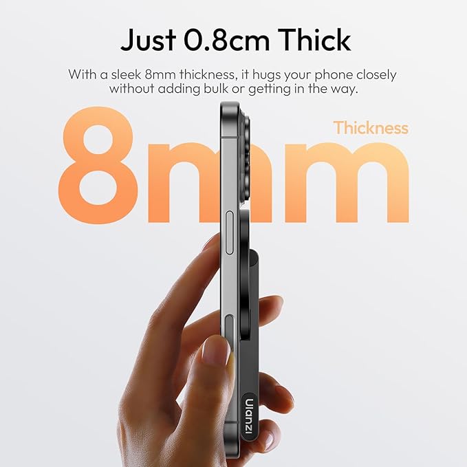 ULANZI MA60 Magnetic Phone Tripod Stand for iPhone - Aluminium Smartphone Mini Tripod Pocket Cell Phone Stand Strong Magnet Quick Mount Compatible with iPhone17 16 15 14 13 12 Series, Black