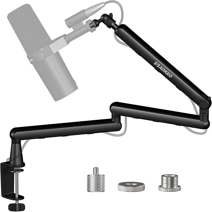 Microphone Arm,Aokeo AK-55i Desk Low Profile Adjustable Mic Boom Arm Stand,Suitable For Blue Yeti,Snowball iCE, HyperX QuadCast,SoloCast,Elgato Wave,Etc