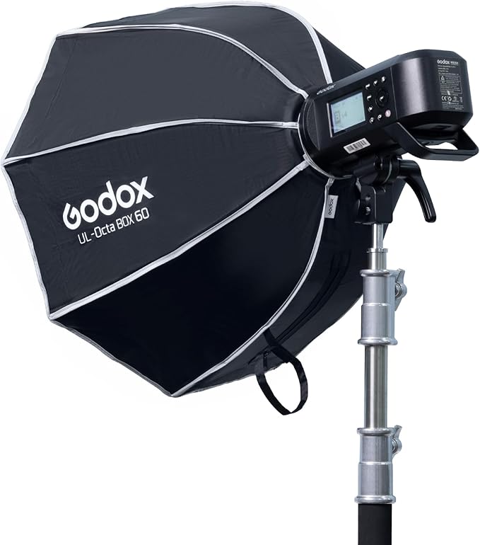 Godox 23.6" Octagonal Softbox with Bowens Mount, Octa-60 60cm Octa Portable Foldable Quick Release Soft Box with Grid, Diffuser for Godox/SMALLRIG/Neewer/Aputure