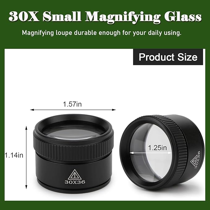 30X Portable Handheld Magnifier Optics Lens Loupes Magnifiers Dome Magnifying Glass for Jewelry Scope Stamps Seniors Reading Newspapers Crafts Watch Repair (30X 36MM)