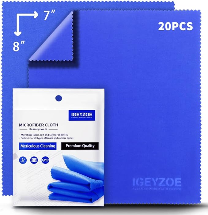 20 Pack Microfiber Glasses Cleaning Cloths - Glasses Wipes Ultra Soft & Reusable Eyeglass Lens Cleaner for Eyeglasses, Cameras, Phones