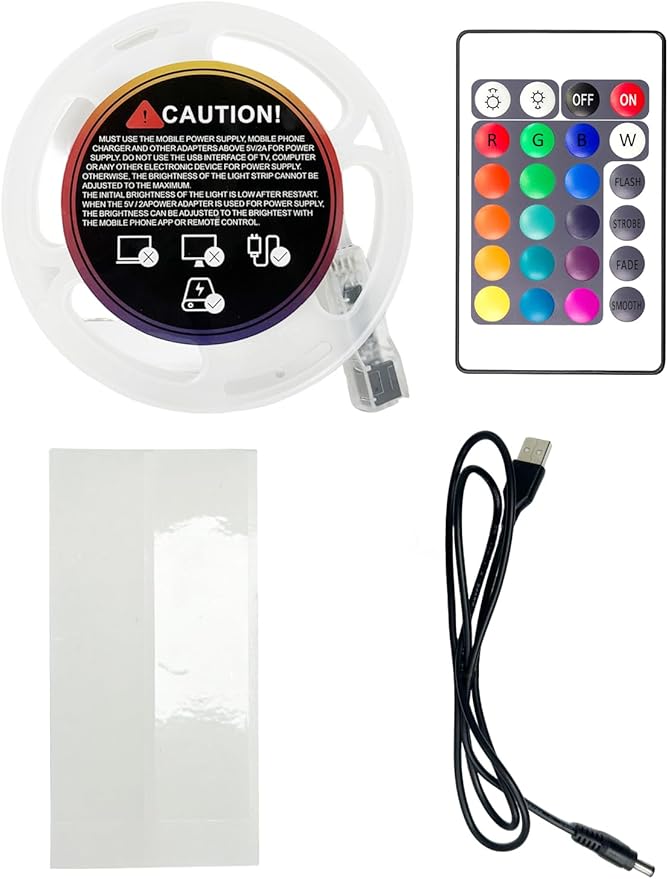 LED Strip Lights, 5V RGB Color Changing Light Strips with Remote Control, USB Powered Flexible LED Lights for Bedroom, TV, Living Room, Party, Home DIY Decoration (20Ft)