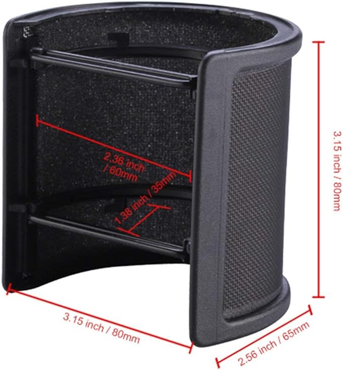 Microphone Shock Mount with Pop Filter, Mic Anti-Vibration Suspension Shock Mount Holder Clip for Diameter 46mm-51mm Microphone