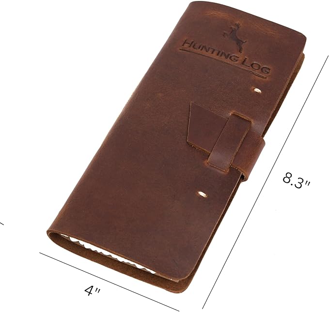 Tolredo Made in Canada Premium Hunting Journal Top-Grain Cowhide Leather Hunting Logbook Gift for Huntsman, 96 Bleed Proof Pages(8.3"X4")