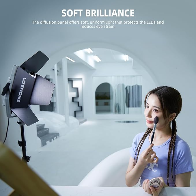 Godox LP600R RGB LED Video Light with Barndoor, 60W 1800K-10000K 9270Lux LED Panel Light with 14 FX Effects APP Control CRI/TLCI 96+ Dimmable 0-100% Studio Soft Light for Photography