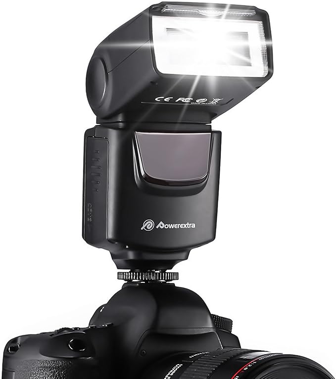 Powerextra Professional DF-400 Speedlite Camera Flash for Canon Nikon Pentax Samsung Fujifilm Olympus Panasonic Sigma Minolta Leica Ricoh DSLR Cameras and Digital Cameras with Single-Contact Hotshoe