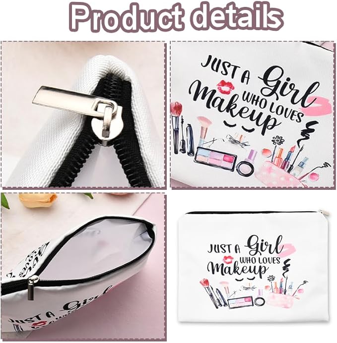 Funny Cosmetic Bag for Women Just A Girl Who Loves Makeup Bag for Girls Christmas Birthday Gifts for Daughter Friend Granddaughter Travel Toiletry Pouch With Zipper Makeup Cosmetic Pouches