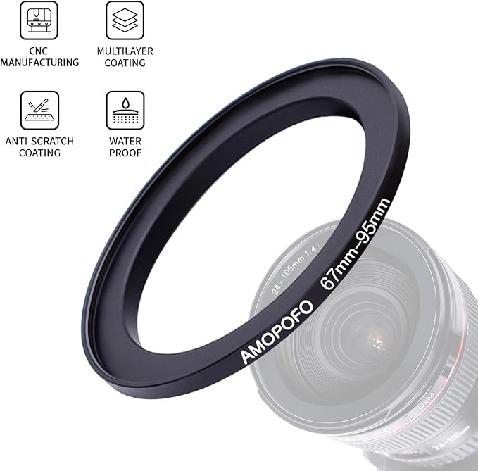 67mm to 95mm Step-Up Ring Filter adapter/67mm to 95mm Camera Filter Ring for 95mm UV,ND,CPL,Metal Step Up Ring