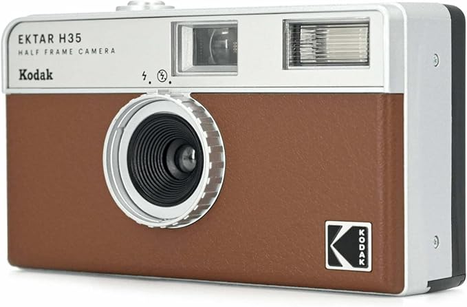 KODAK EKTAR H35 Half Frame Film Camera, 35mm, Reusable, Focus-Free, Lightweight, Easy-to-Use (Brown) (Film & AAA Battery are not Included)