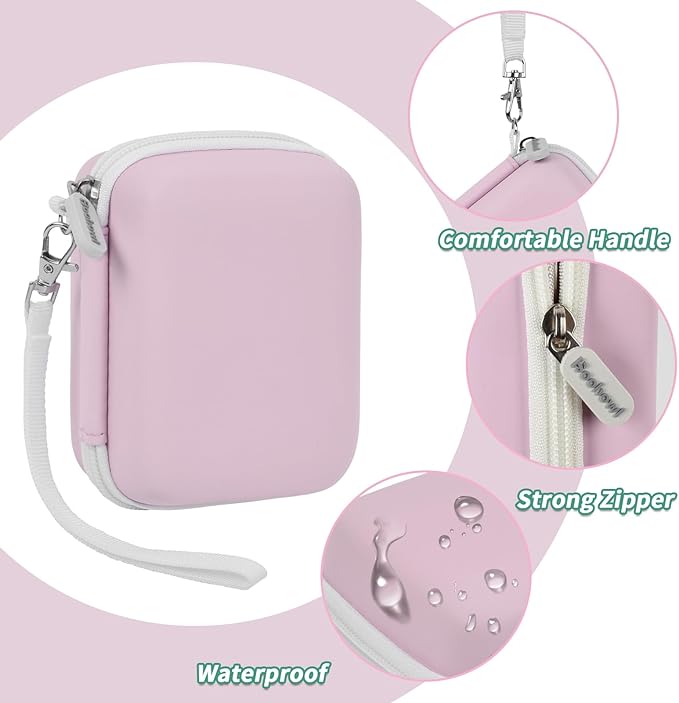 Boobowl Digital Camera Case Compatible with CAMKORY/for Lecnippy/for Lecran/for KODAK PIXPRO/for Qumcou/for WONNIE Point & Shoot Cameras, Small Compact Camera Pouch for SD Card Accessories (Pink)
