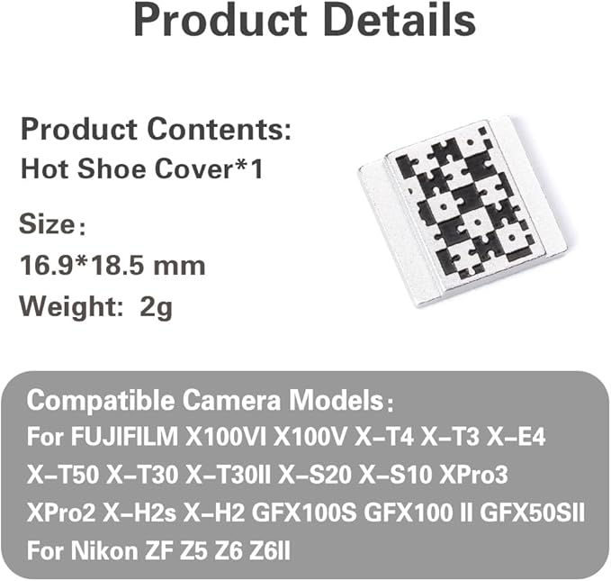 Camera Metal Hot Shoe Cover Protector for Fuji X100VI X100V X-M5 X-E5 X-T4 X-T3 XPRO3 XPRO2 X-Half for Nikon ZF Z5 Z6 Z6II (Aluminum Alloy-Puzzle)