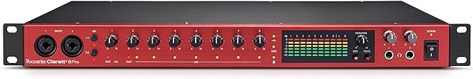 Focusrite Clarett+ 8Pre Studio-Grade 18-in/20-out Audio Interface for Established Producers —Eight High-Performance, Low-Noise, Low-Distortion Mic Preamps Capture Audio with Precise Clarity