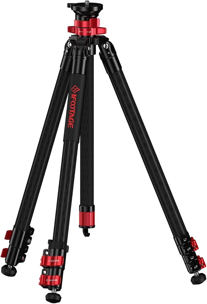 IFOOTAGE TC6S Carbon Camera Tripod, Professional Video Tripod 3 Sections with Centre Pole,360 °Rotate Ball Head，Compatible with DSLR Camcorder