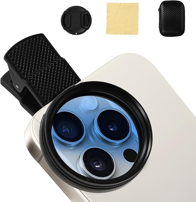 52mm CPL Filter Compatible with iPhone, Clip-on Filtro Polarizador para Celular, Reduced Reflection, Compatible with iPhone 16/15/14/13 Pro Max, Samsung Galaxy, Huawei