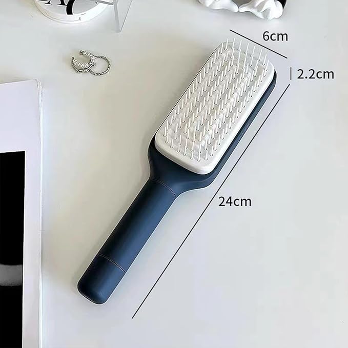 Anti-Static Self Cleaning Hair Brush,Easy Clean Retractable Hair Brush,Cleaning Retractable Massage Comb for Effortless Hair Removal and Cleaning (Grey)