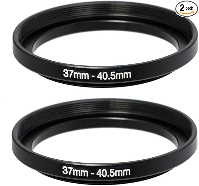 (2 Pcs) Fotasy 37-40.5MM Step-Up Ring Adapter, 37mm to 40.5mm Step Up Filter Ring, 37mm Male 40.5mm Female Stepping Up Ring for DSLR Lens & ND UV CPL Infrared Filters