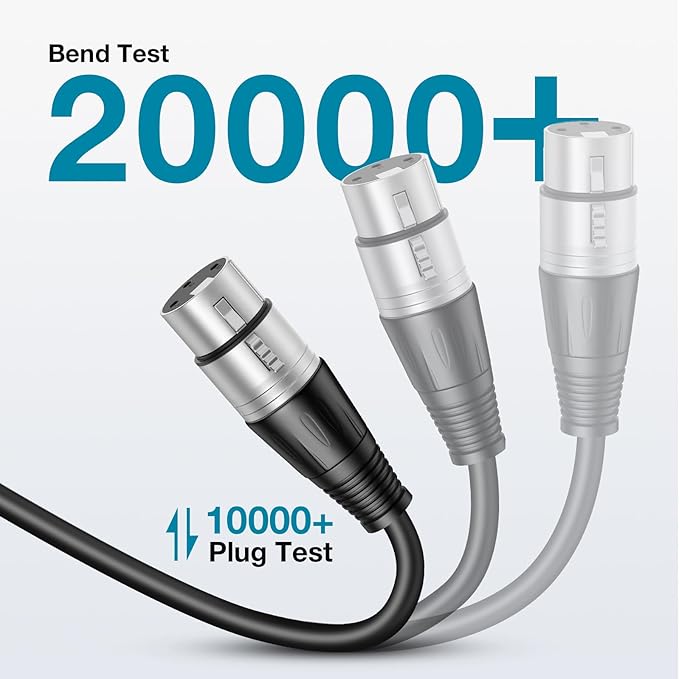 InnoGear XLR Microphone Cables, 10 Feet 2 Pack Oxygen-Free Copper Male to Female 3-Pin Balanced XLR Mic Cables Cord for Speaker Podcast Audio Mixer DMX Effector Amplifier Sound Card, Silver